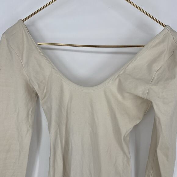 Los Angeles Apparel Garment Dye Long Sleeve Biketard Creme Women's Size M - Picture 4 of 7